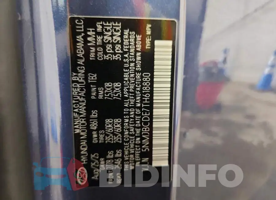 5NMJBCDE7TH618880 Photo# 14