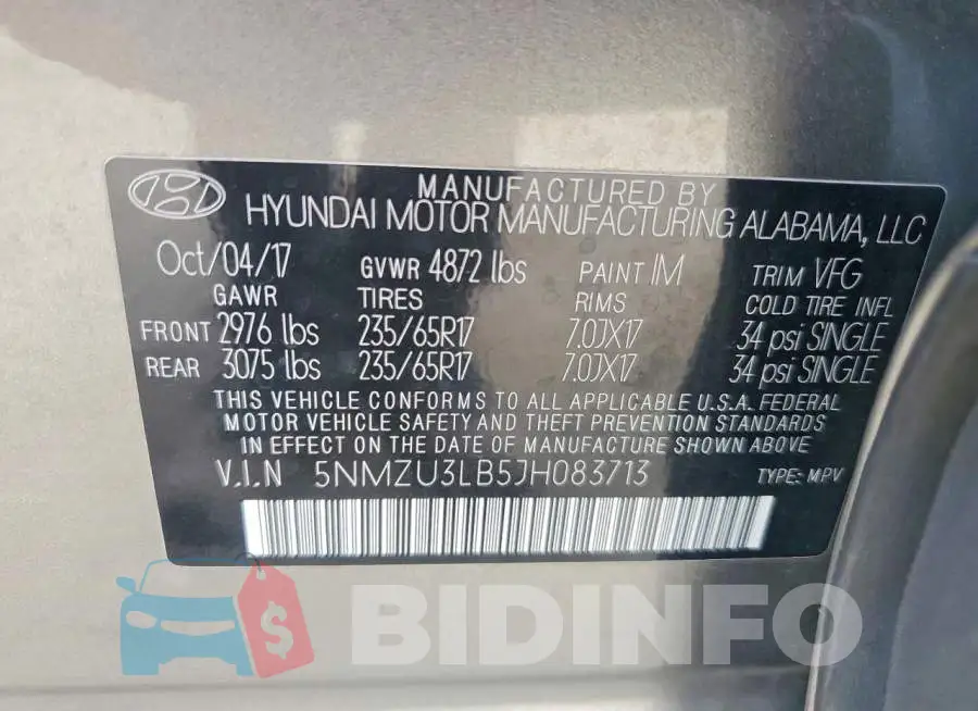 5NMZU3LB5JH083713 Photo# 14