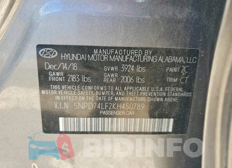 5NPD74LF2KH450789 Photo# 12