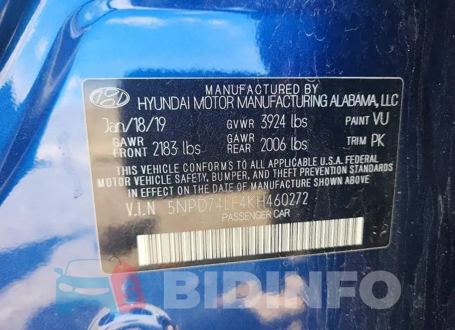5NPD74LF4KH460272 Photo# 12