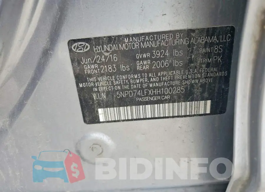 5NPD74LFXHH100285 Photo# 12