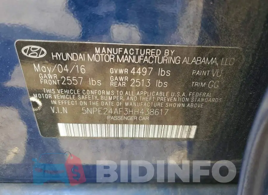 5NPE24AF3HH438617 Photo# 13