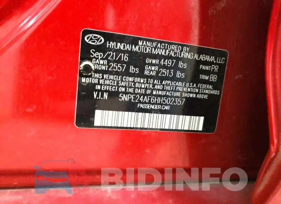 5NPE24AF6HH502357 Photo# 13