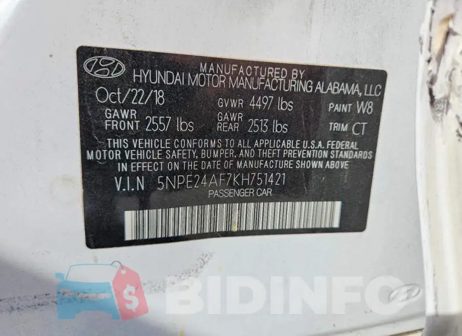 5NPE24AF7KH751421 Photo# 12