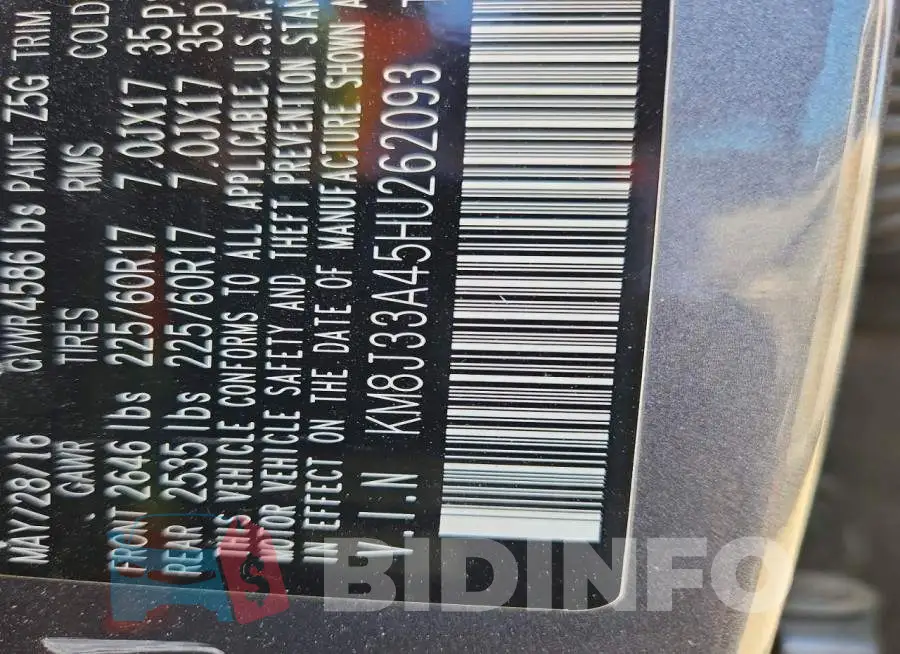 KM8J33A45HU262093 Photo# 13