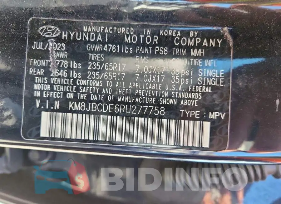 KM8JBCDE6RU277758 Photo# 13