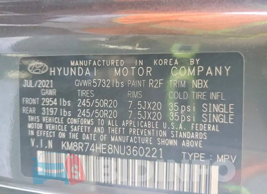 KM8R74HE8NU360221 Photo# 14