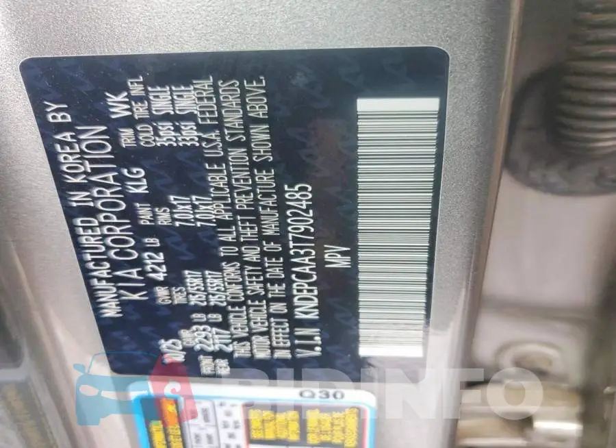 KNDEPCAA3T7902485 Photo# 14