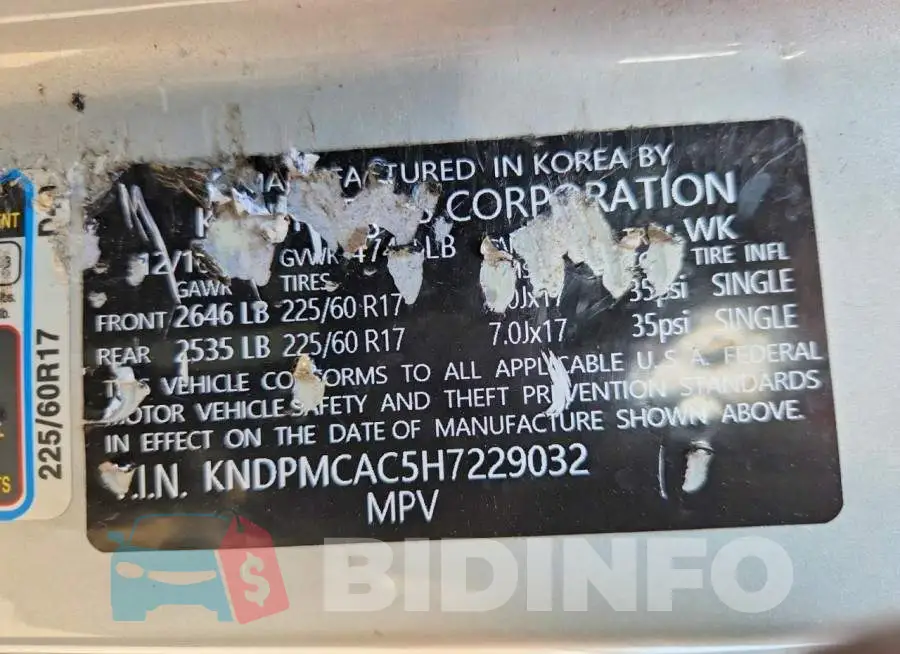 KNDPMCAC5H7229032 Photo# 13