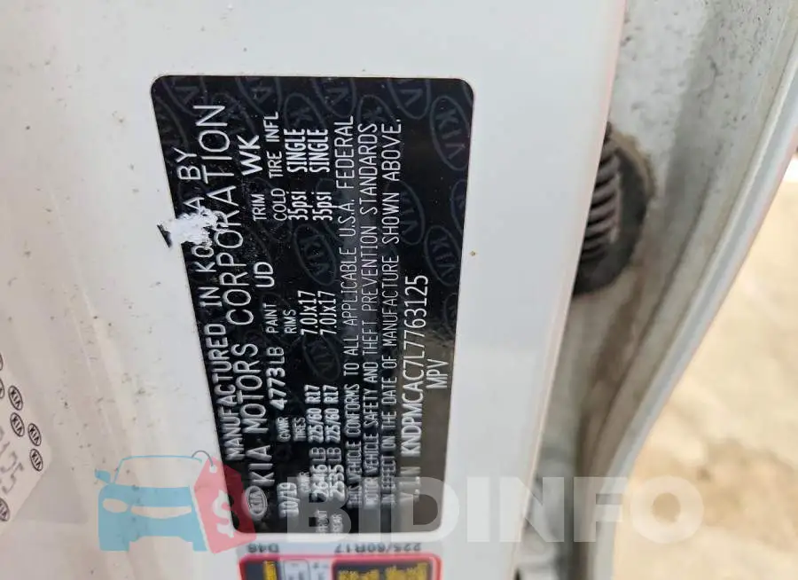 KNDPMCAC7L7763125 Photo# 13