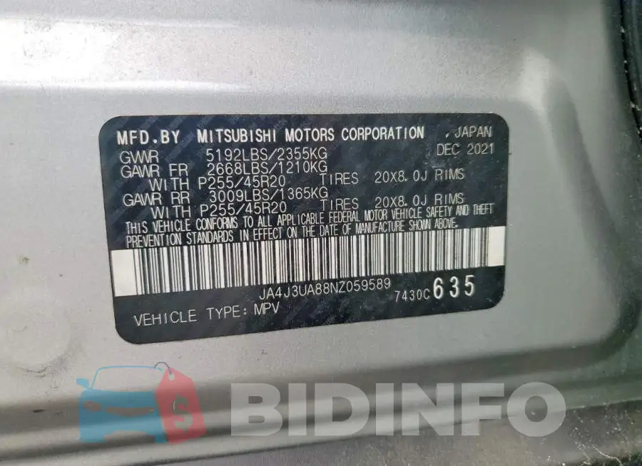 JA4J3UA88NZ059589 Photo# 13