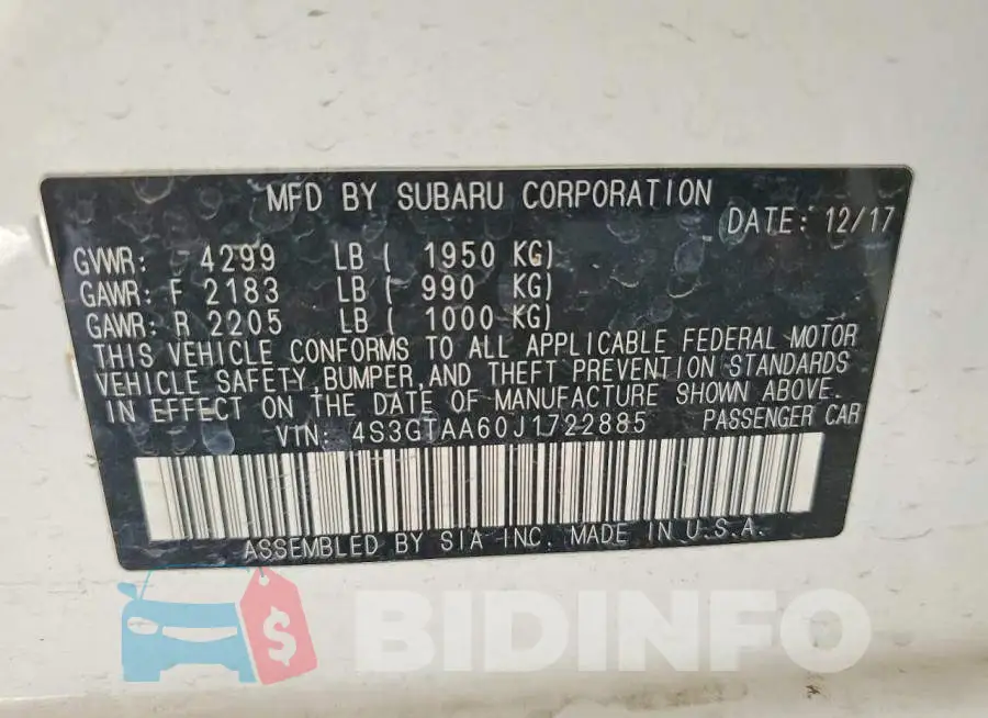 4S3GTAA60J1722885 Photo# 12