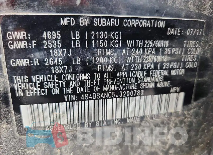 4S4BSANC5J3200783 Photo# 12