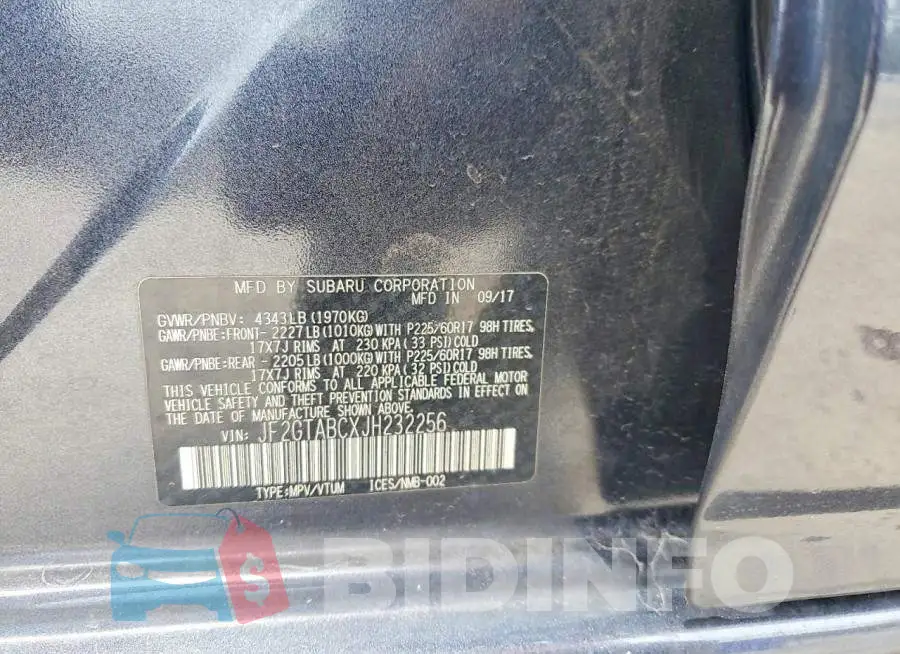 JF2GTABCXJH232256 Photo# 14