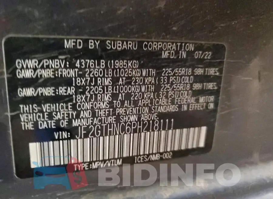 JF2GTHNC6PH218111 Photo# 12