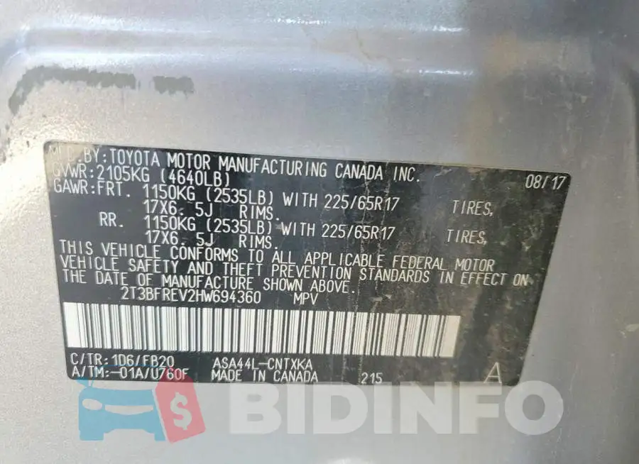 2T3BFREV2HW694360 Photo# 13
