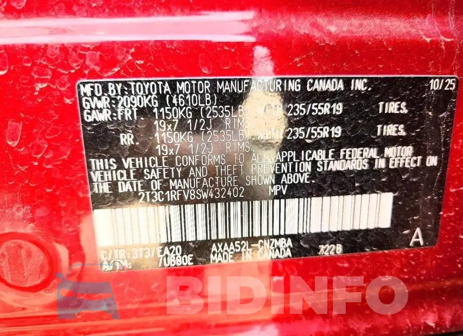 2T3C1RFV8SW432402 Photo# 13