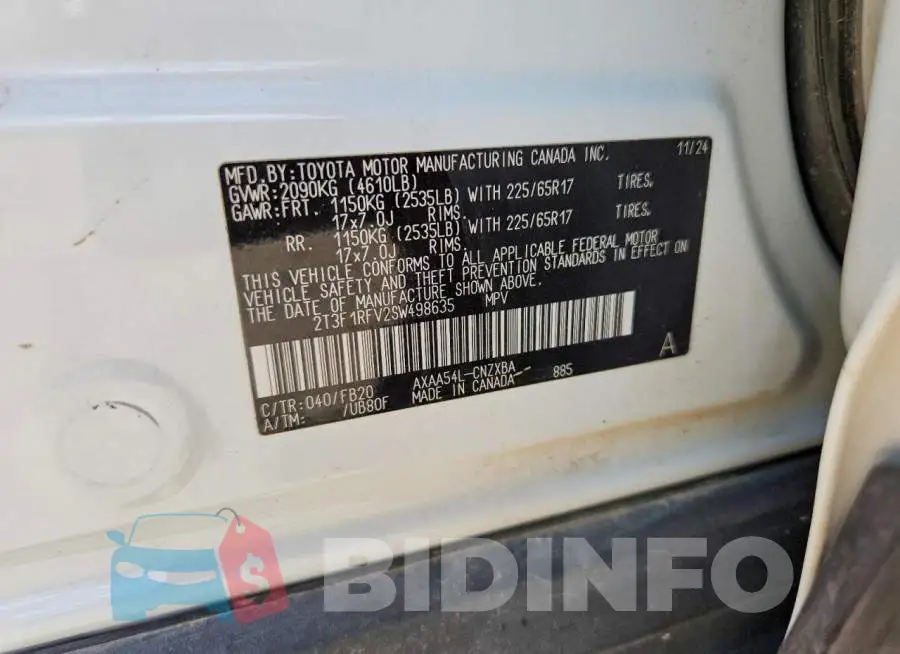 2T3F1RFV2SW498635 Photo# 13