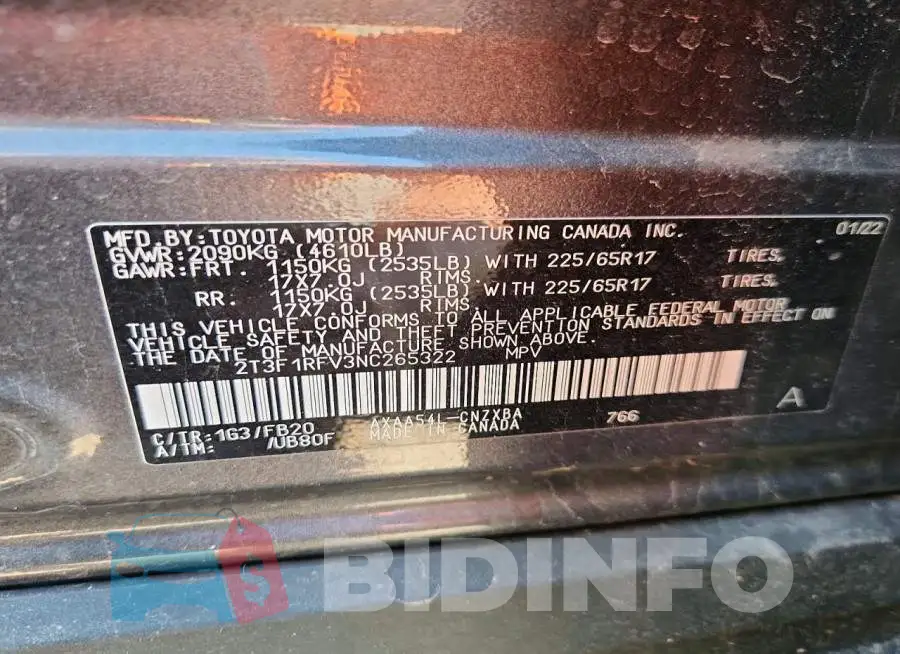 2T3F1RFV3NC265322 Photo# 14