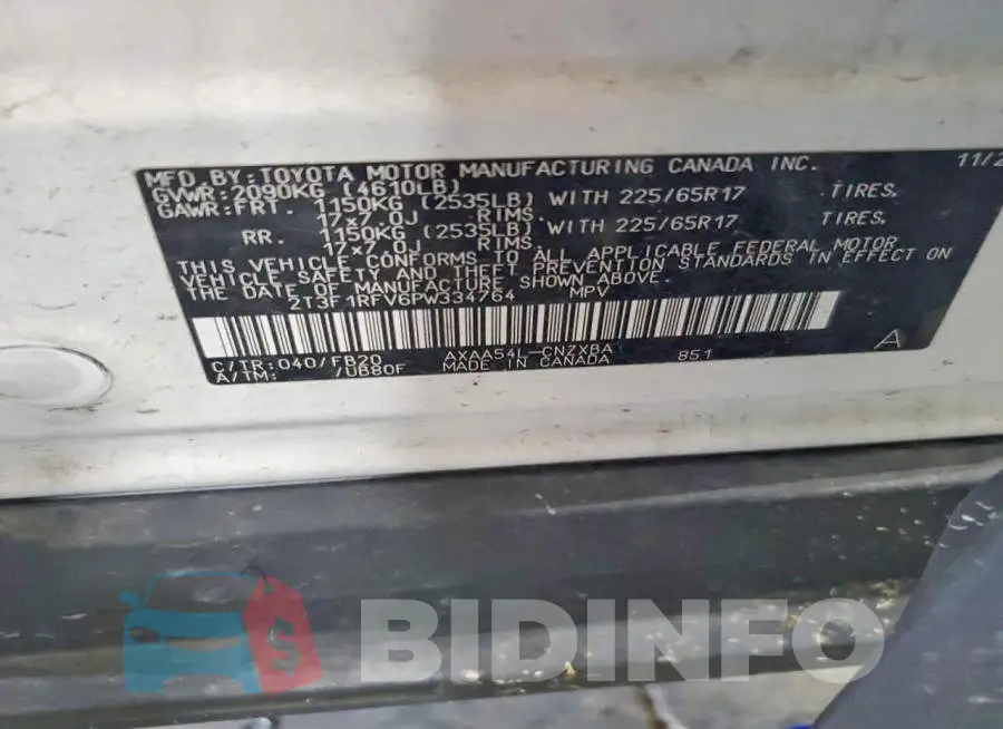 2T3F1RFV6PW334764 Photo# 12