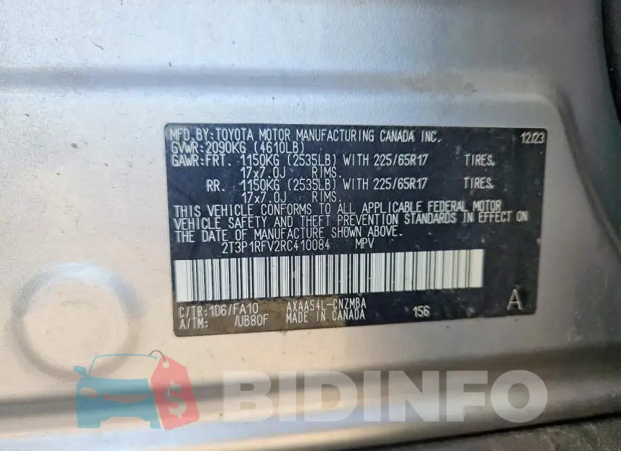 2T3P1RFV2RC410084 Photo# 13