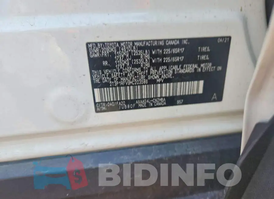 2T3P1RFV9MC203586 Photo# 12