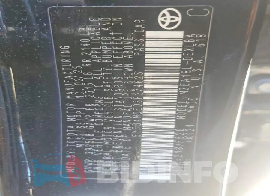 5YFB4MDE0SP274625 Photo# 13