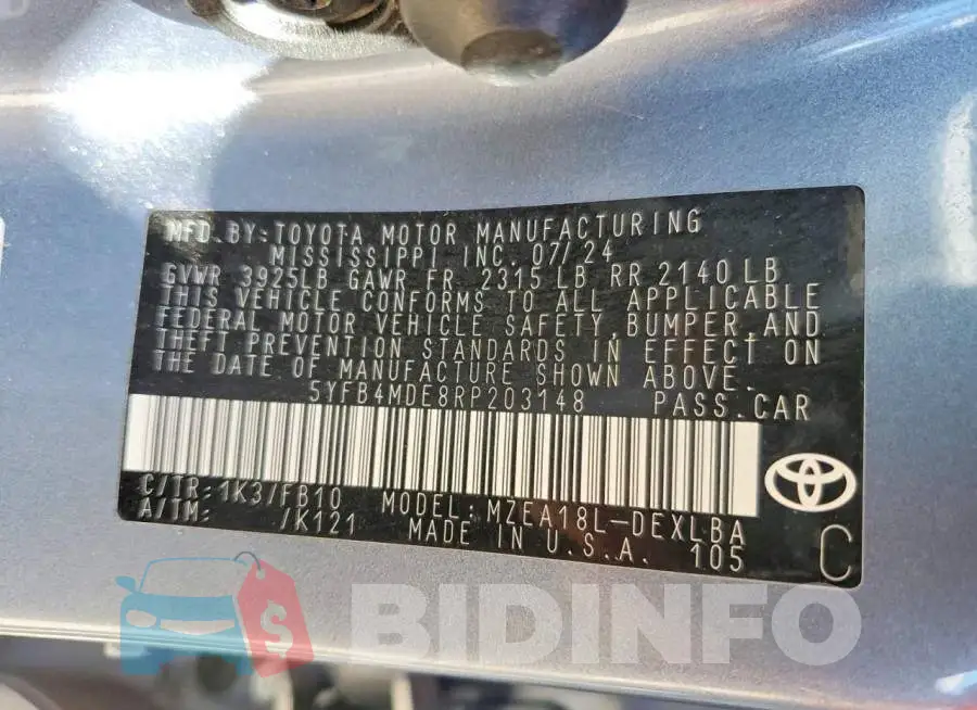 5YFB4MDE8RP203148 Photo# 13