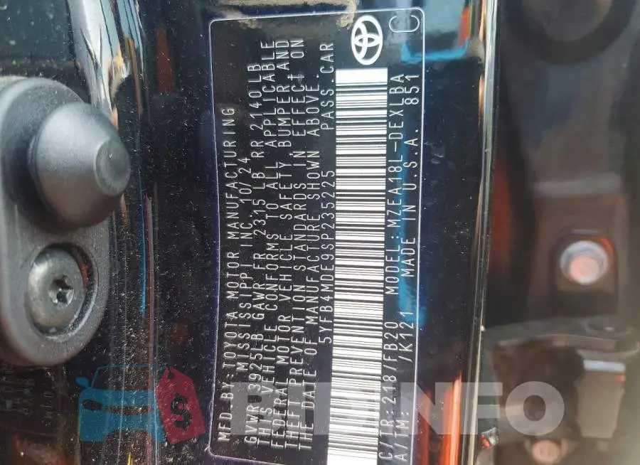5YFB4MDE9SP235225 Photo# 12