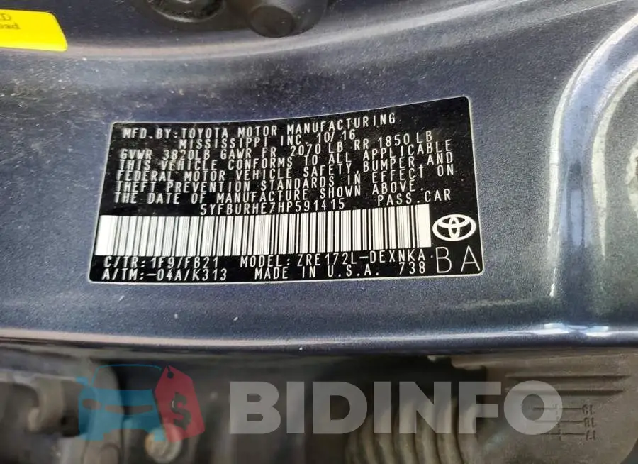 5YFBURHE7HP591415 Photo# 12