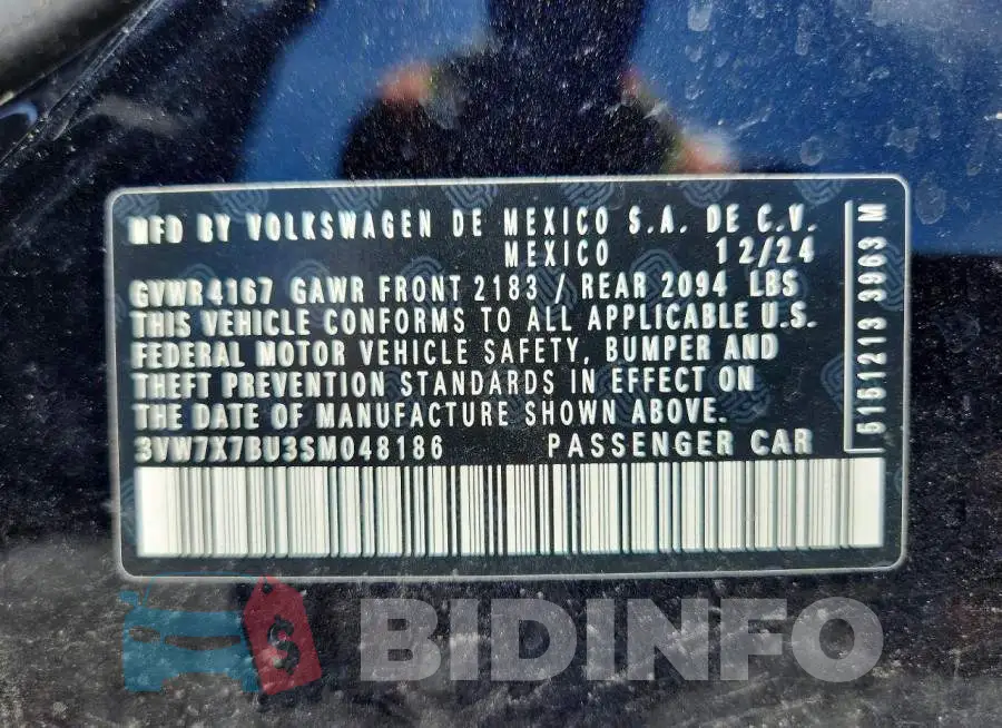 3VW7X7BU3SM048186 Photo# 13
