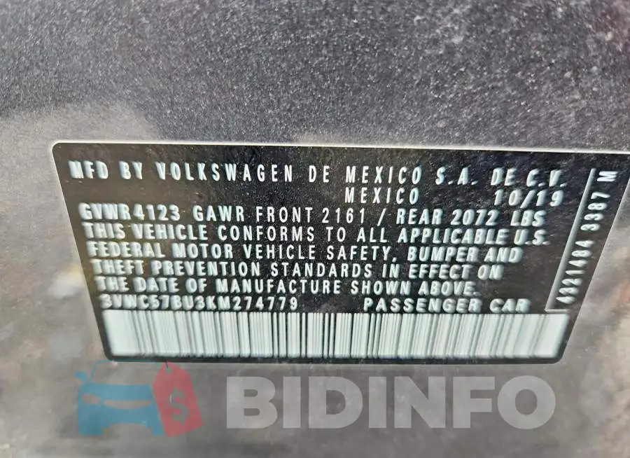 3VWC57BU3KM274779 Photo# 13