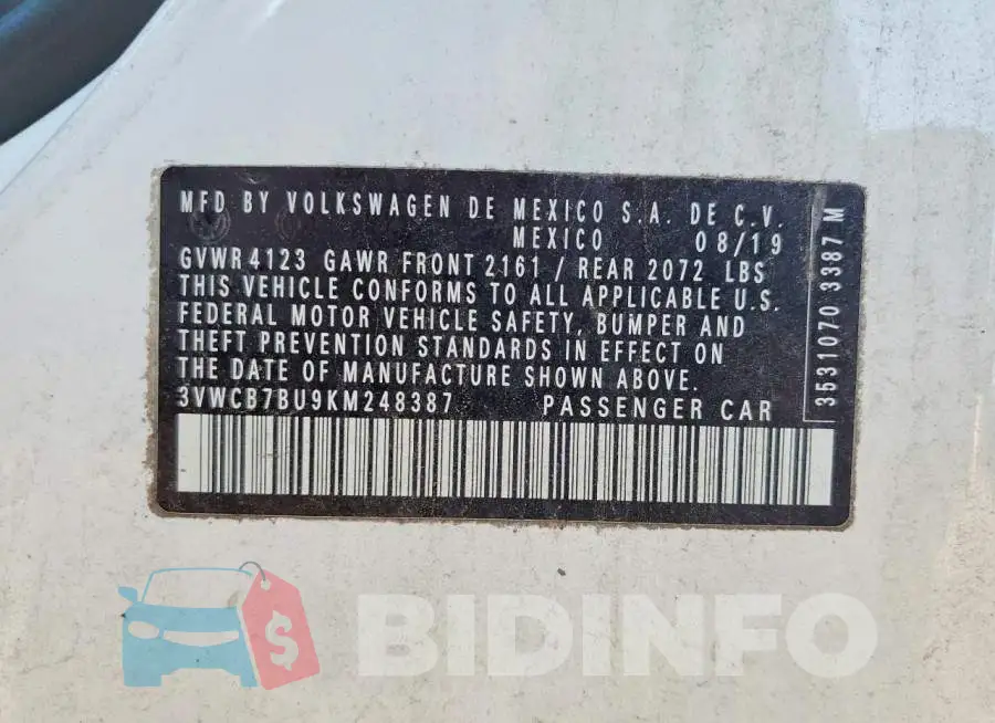 3VWCB7BU9KM248387 Photo# 13