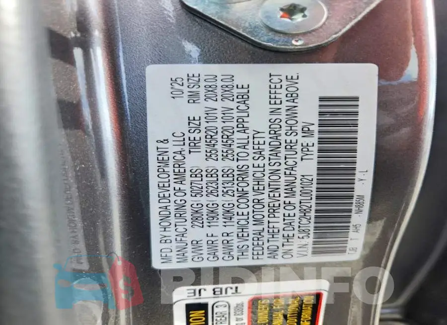 5J8TC2H82TL001021 Photo# 13