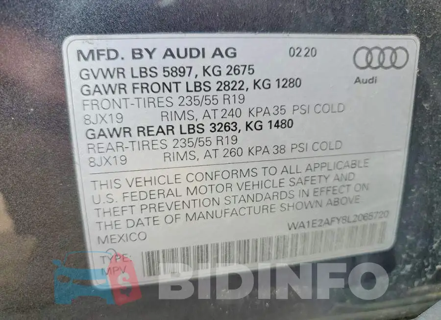 WA1E2AFY8L2065720 Photo# 12