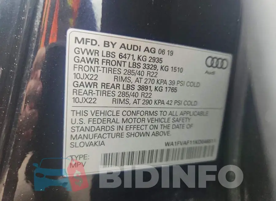 WA1FVAF11KD046511 Photo# 13