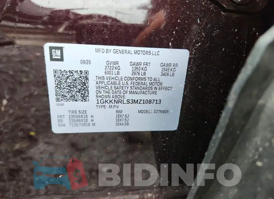 1GKKNRLS3MZ108713 Photo# 13