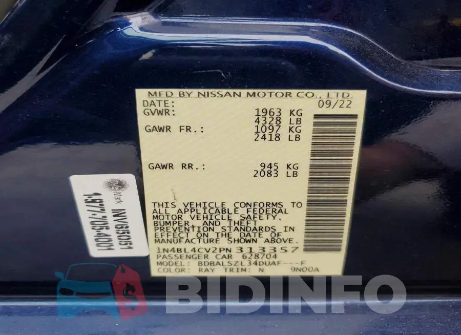 1N4BL4CV2PN313357 Photo# 12