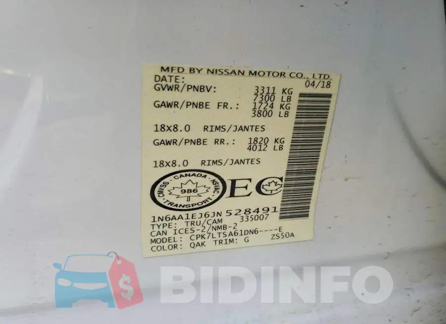 1N6AA1EJ6JN528491 Photo# 12