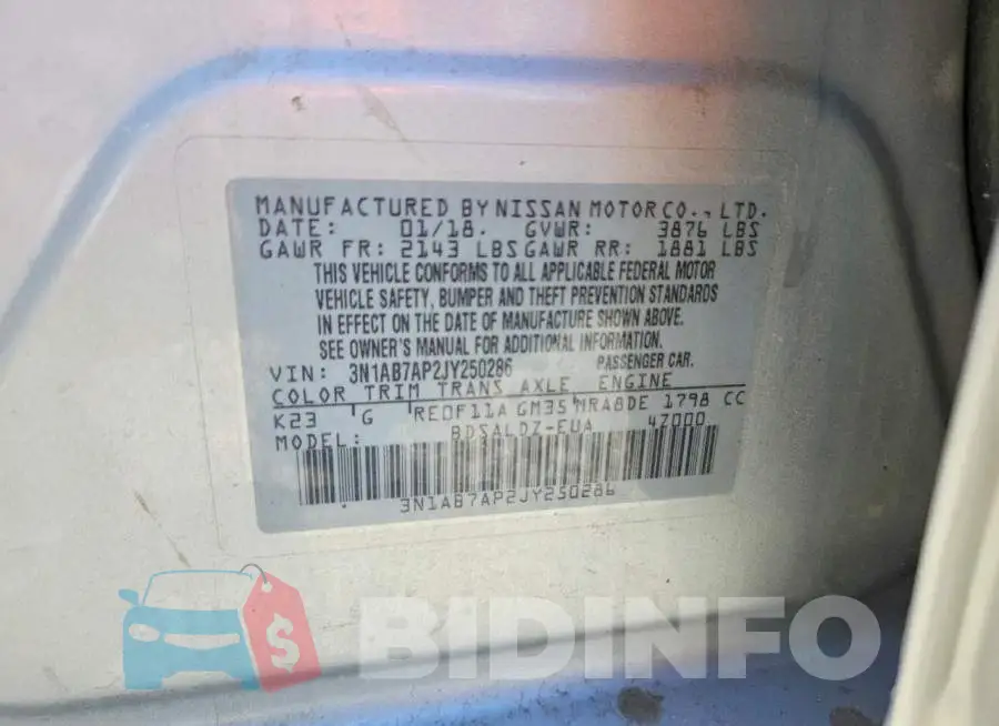 3N1AB7AP2JY250286 Photo# 12