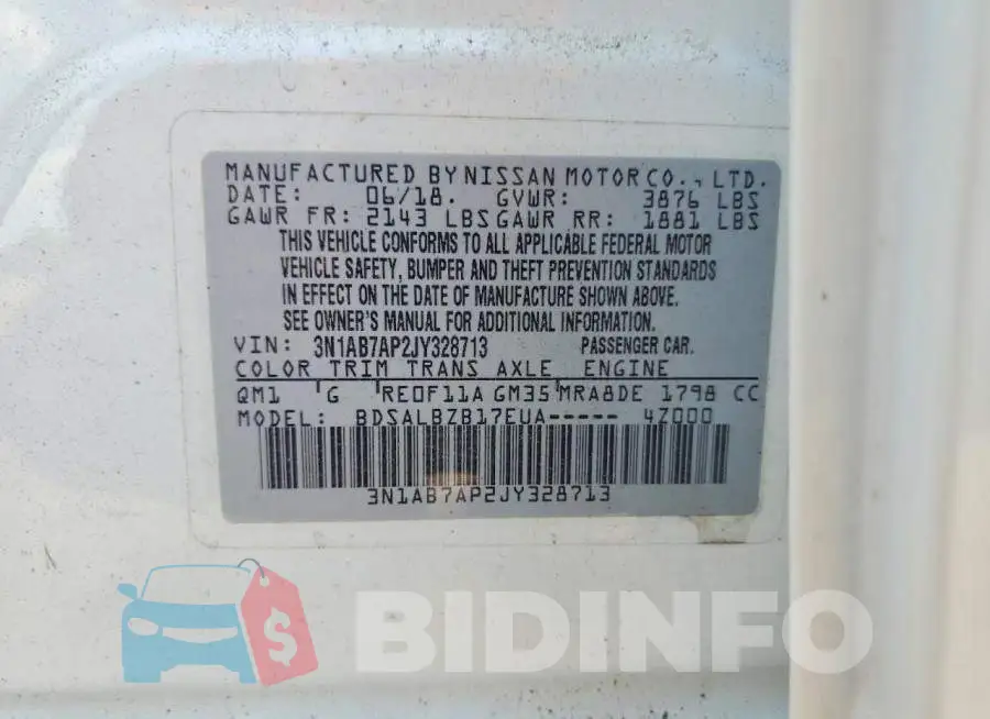 3N1AB7AP2JY328713 Photo# 12