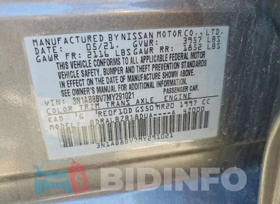 3N1AB8BV7MY291021 Photo# 12