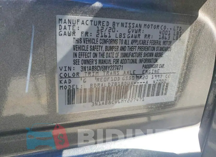 3N1AB8CV6MY227471 Photo# 12