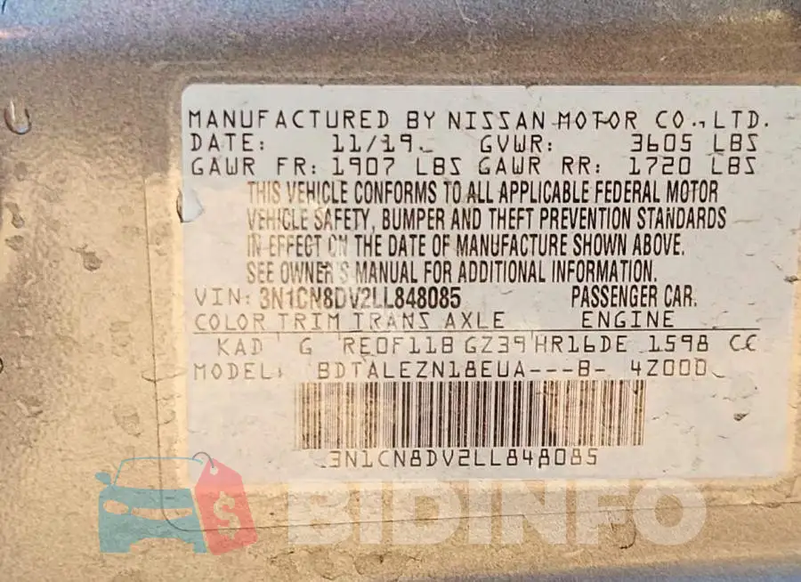 3N1CN8DV2LL848085 Photo# 12