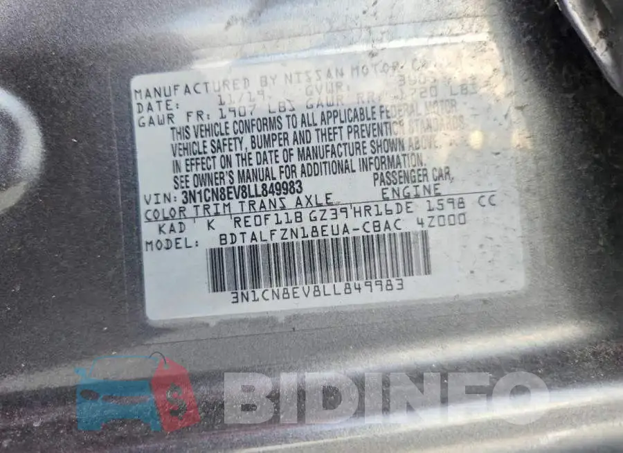 3N1CN8EV8LL849983 Photo# 12