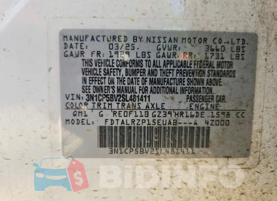 3N1CP5BV2SL481411 Photo# 13