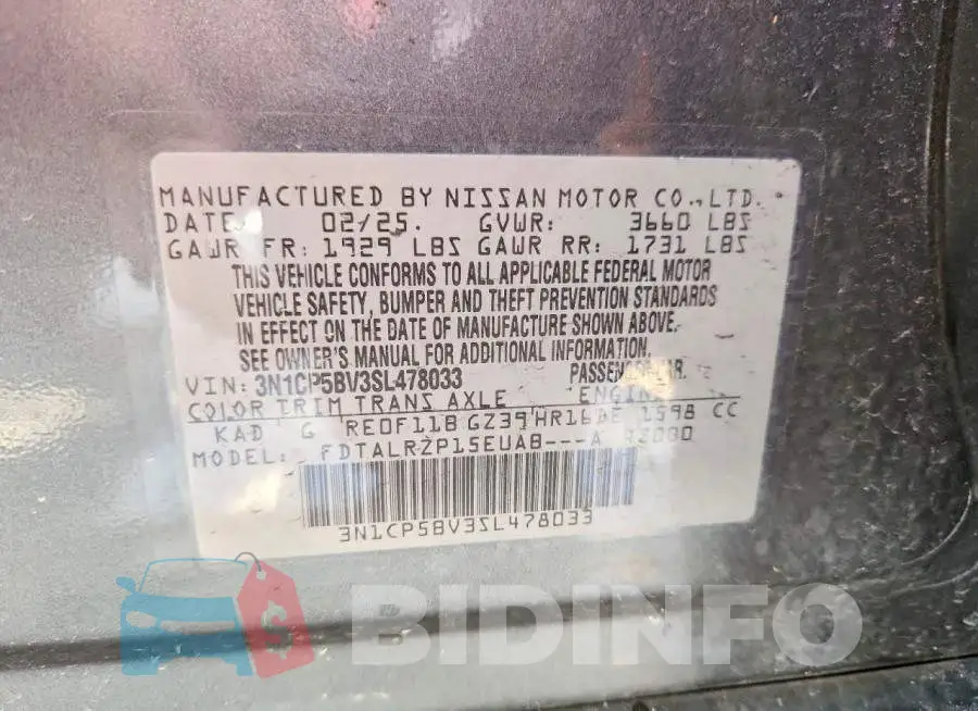 3N1CP5BV3SL478033 Photo# 13