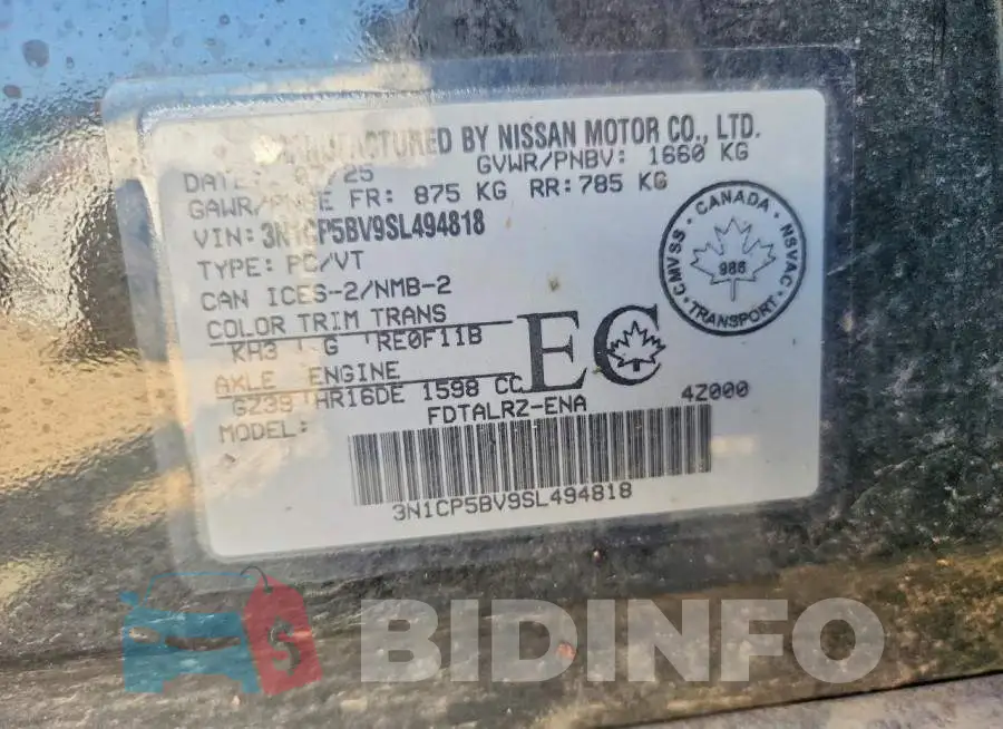 3N1CP5BV9SL494818 Photo# 12