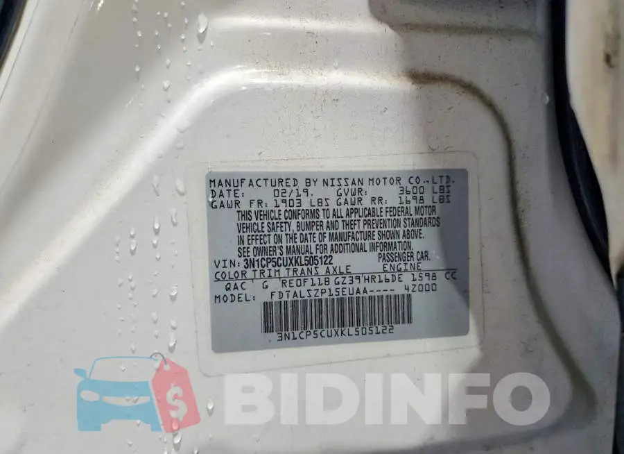 3N1CP5CUXKL505122 Photo# 14