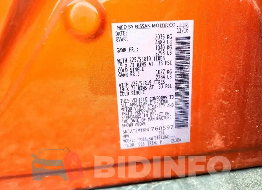 5N1AT2MTXHC760597 Photo# 13